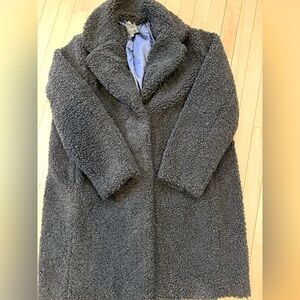 J CREW TEDDY Coat in Black Size XXL EUC!